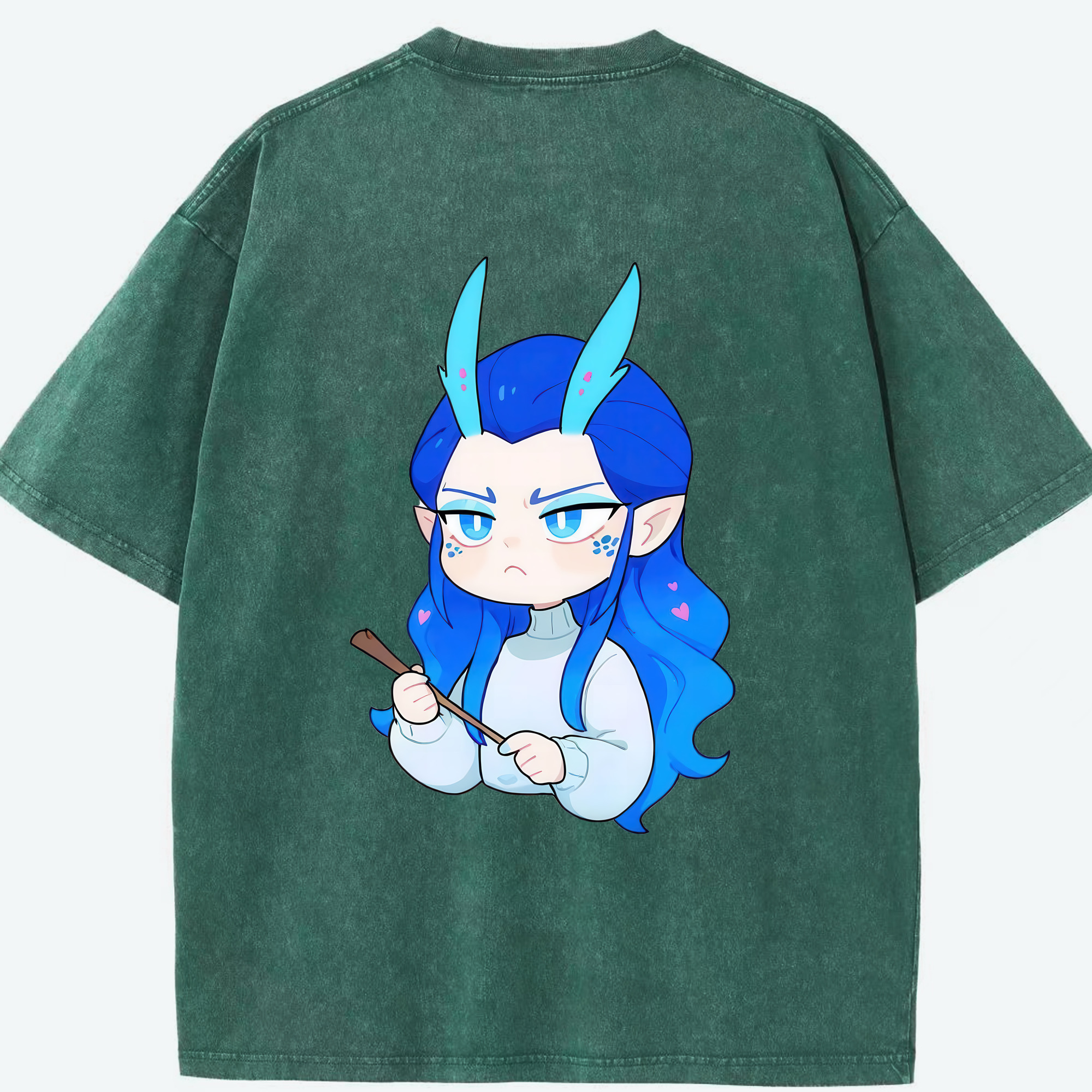 （画像用） Ne Zha 2 ナタ 魔童の大暴れ 綿100% ヴィンテージ風 半袖Tシャツ（背面プリント）